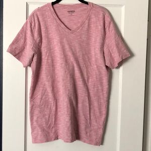 Express Flex Stretch Heather Pink V neck Tee